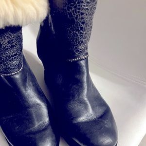 UGG/Koolaburra black leather boots with sheepskin. Size 9 great..